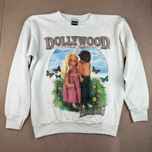 Vintage Tultex Sweatshirt Men's L White Dollywood Heartsong Graphic Pullover USA